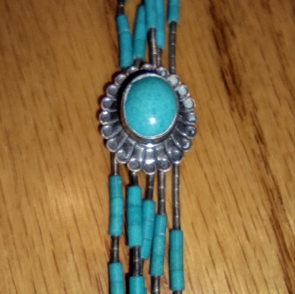 Turquoise ,sterling native American bracelet - Picture 12 of 16